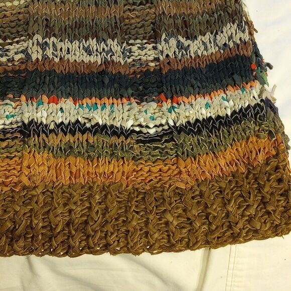 Women’s Genuine Leather Hand Knitted  Multi Colored Tee Shirt - Picture 5 of 6